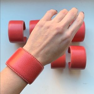 Genuine Leather Coral Adjustable Cuff Bangle